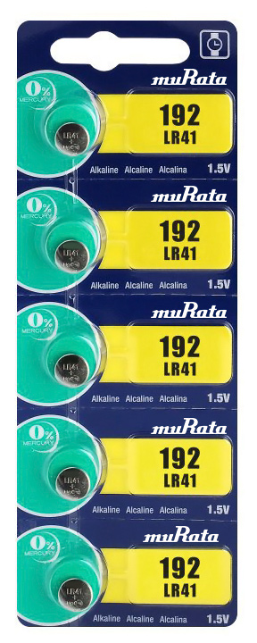 MURATA Αλκαλικές μπαταρίες LR41 MR-LR41, 1.5V, 5τμχ