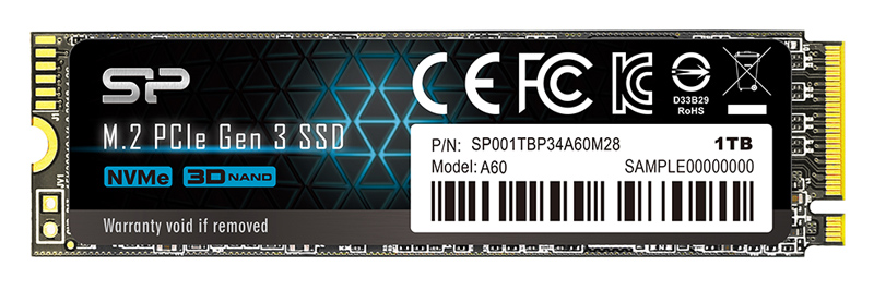 SILICON POWER SSD PCIe Gen3x4 P34A60 M.2 2280, 1TB, 2.200-1.600MB/s -κωδικός SP001TBP34A60M28