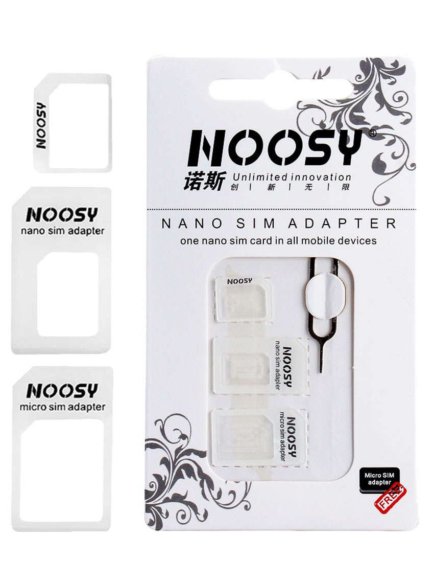 NOOSY Nano SIM & Micro SIM Adapter Set, λευκό -κωδικός SIM-002