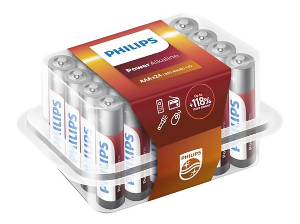 PHILIPS Power αλκαλικές μπαταρίες LR03P24P/10, AAA LR03 1.5V, 24τμχ -κωδικός LR03P24P-10