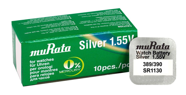 MURATA μπαταρία Silver Oxide για ρολόγια SR1130, 1.55V, No389/390, 10τ�..