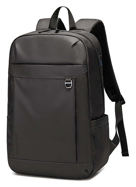 GOLDEN WOLF τσάντα πλάτης GB00400-BK, με θήκη laptop 15.6", μαύρη -κωδικός GB00400-BK