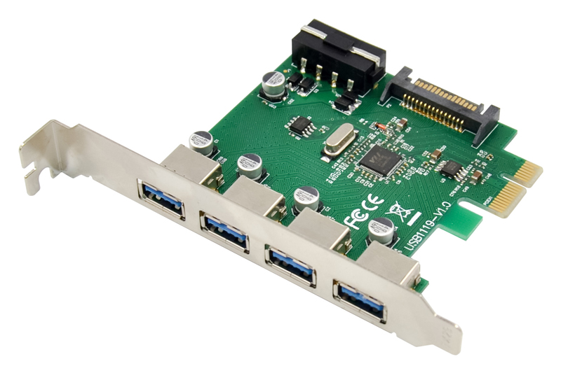 POWERTECH κάρτα επέκτασης PCIe σε 4x USB 3.0 ST66, VL805 + RTL8153 -κωδικός ST66