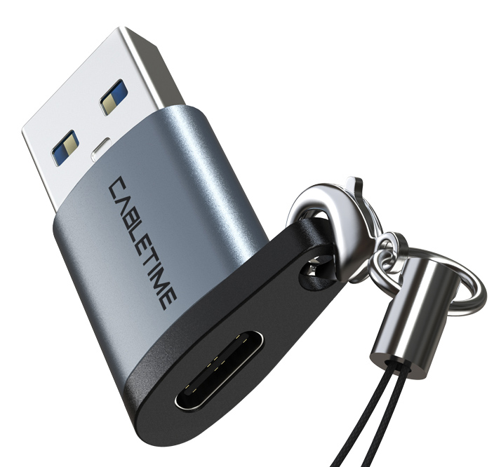 CABLETIME αντάπτορας USB 3.0 σε USB Type-C AMCF, 2.1A, 0.1m, γκρι