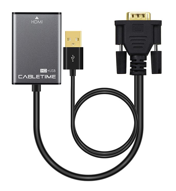 CABLETIME αντάπτορας HDMI σε VGA & USB AV582, 1080p, 0.15m, μαύρος