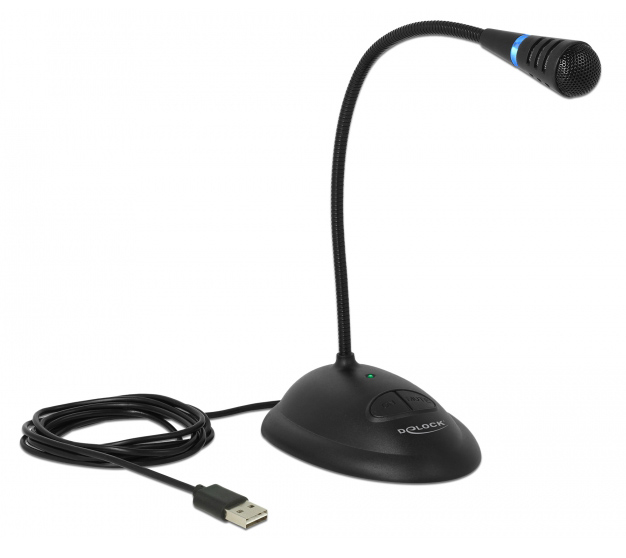 DELOCK μικρόφωνο με βάση και mute button 65871, USB, 1.7m, μαύρο -κωδικός 65871