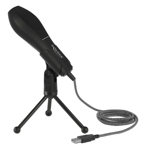 DELOCK μικρόφωνο με επιτραπέζια βάση 65939, πυκνωτικό, USB, μαύρο -κωδικός 65939