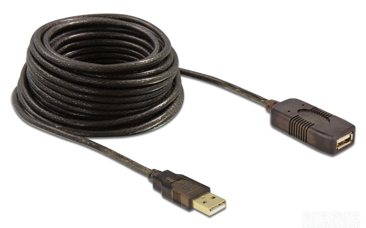 DELOCK καλώδιο USB 2.0 αρσενικό σε θηλυκό 82308, active, 5m, μαύρο -κωδικός 82308