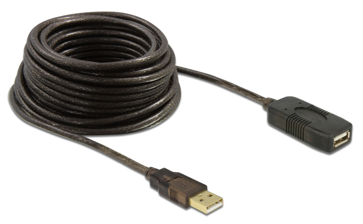 DELOCK καλώδιο USB 2.0 αρσενικό σε θηλυκό 82446, active, 10m, μαύρο -κωδικός 82446