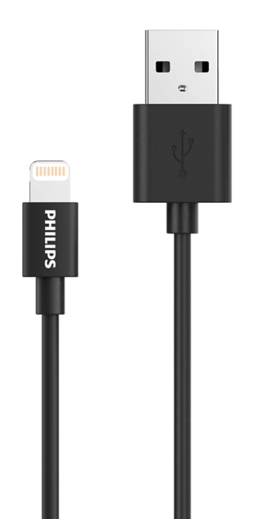 PHILIPS καλώδιο USB σε Lightning  DLC3104V-00, 2.4Α 12W, 1.2m, μαύρο -κωδικός DLC3104V-00