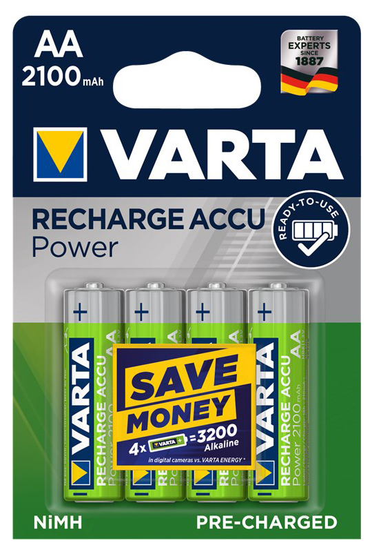 VARTA Power επαναφορτιζόμενη μπαταρία 43462, 2100mAh AA HR6 Mignon, 4τμχ -κωδικός 43462