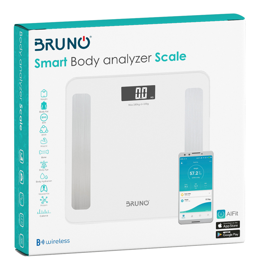 BRUNO Smart ψηφιακή ζυγαριά με λιπομετρητή BRN-0058, έως 180..