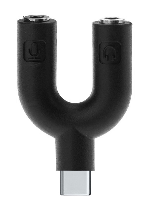 POWERTECH αντάπτορας USB-C σε 2x 3.5mm CAB-J052, μαύρος -κωδικός CAB-J052
