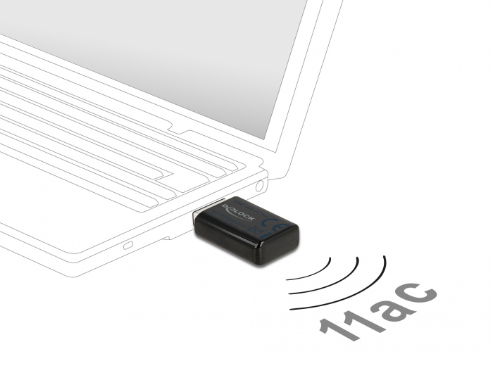 DELOCK ασύρματος USB αντάπτορας 12550, 867Mbps, 2,4/5GHz Wifi, DFS