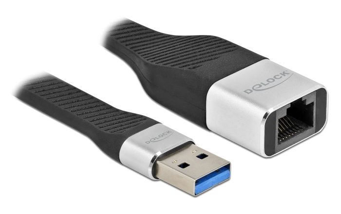 DELOCK καλώδιο USB σε RJ45 86937, 10/100/1000 Mbps, 13cm, μαύρο