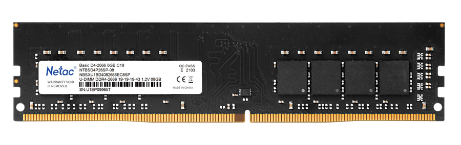 NETAC μνήμη DDR4 UDIMM NTBSD4P26SP-08, 8GB, 2666MHz, CL19 -κωδικός NTBSD4P26SP-08