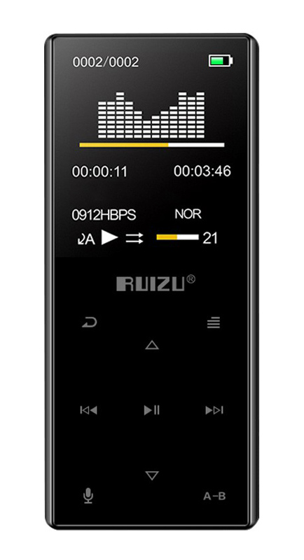 RUIZU MP3 player D29 με ηχείο, 1.8", 16GB, BT, ελληνικό μενού, μαύρο -κωδικός D29-16GB