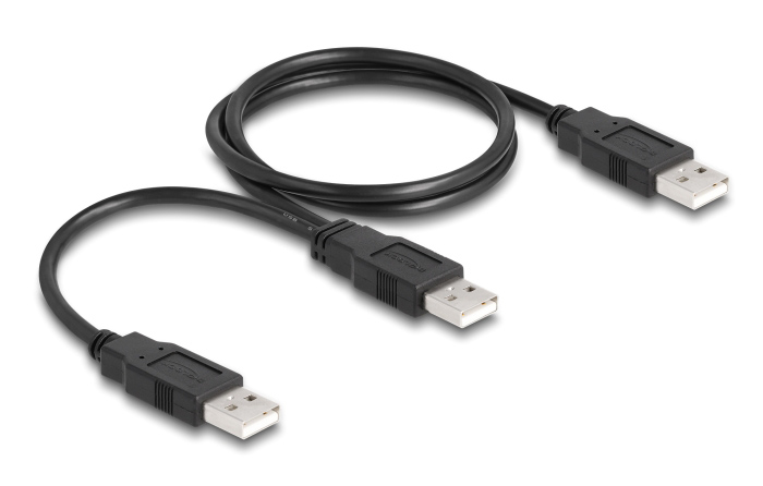DELOCK καλώδιο USB σε 2x USB 80000, 480Mbps, 70cm, μαύρο -κωδικός 80000