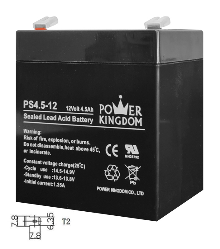 POWER KINGDOM μπαταρία μολύβδου 12Volt 4.5Ah, T2 -κωδικός PS4.5-12
