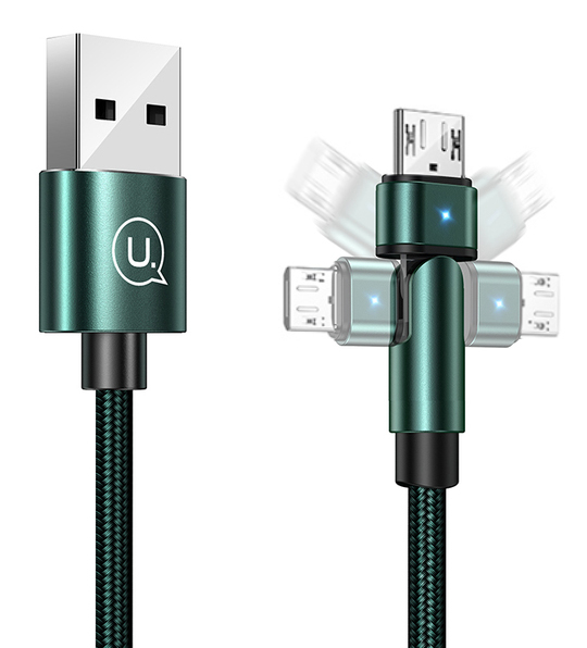 USAMS καλώδιο Micro USB σε USB SJ478, περιστρεφόμενο, 10W, 1m, πράσινο -κωδικός SJ478USB02