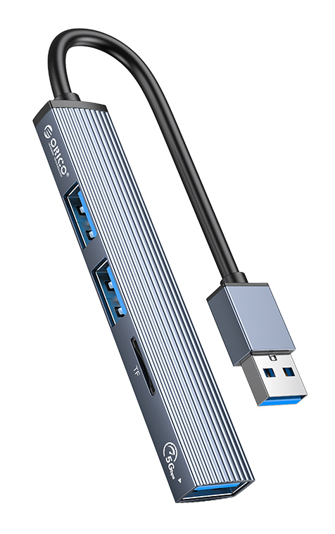 ORICO USB hub AH-A12F με card reader, 4x θυρών, 5Gbps, USB σύνδεση, γκρι -κωδικός AH-A12F-GY-BP