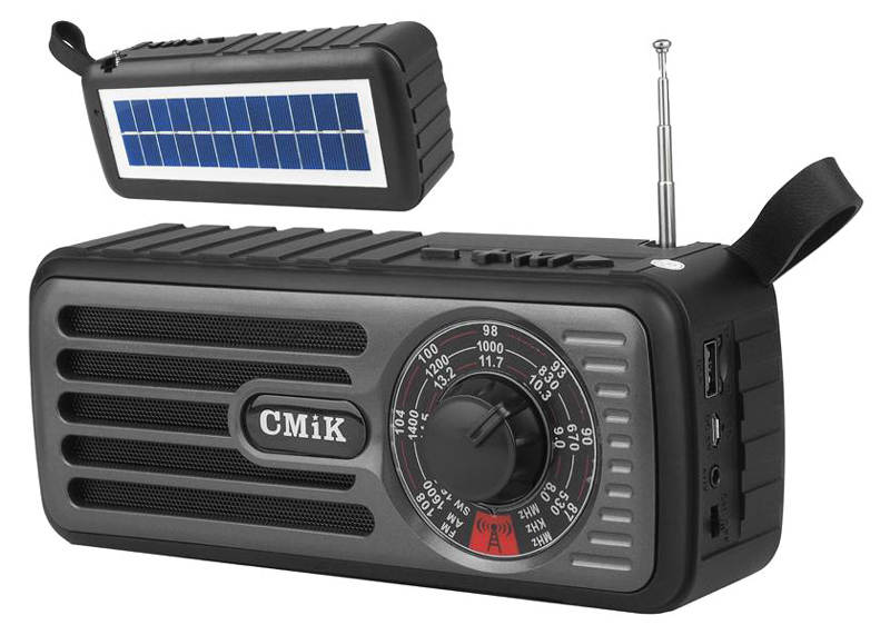 CMIK φορητό ραδιόφωνο & ηχείο MK-101, ηλιακό, BT/USB/TF/AUX, μαύρο -κωδικός LXMK101