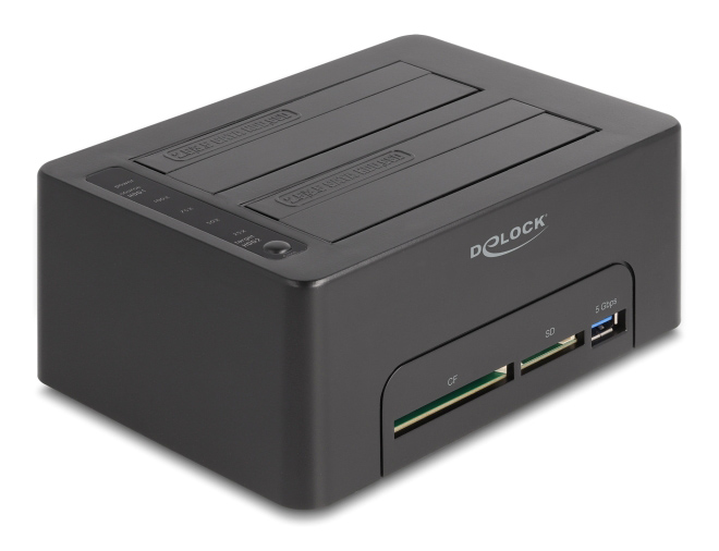 DELOCK docking station 64183 clone function, 2x HDD, CF/SD, 5Gbps, μαύρο -κωδικός 64183
