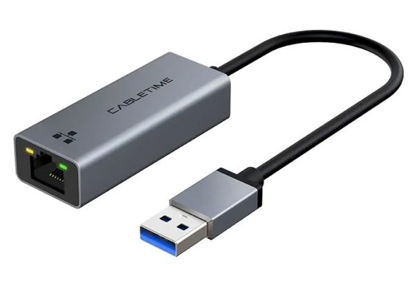 CABLETIME αντάπτορας USB σε RJ45 CT-AML1000, 1000Mbps, γκρι