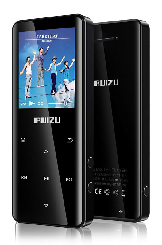 RUIZU MP3 player D51 με ηχείο, 1.8", 8GB, BT, ελληνικό μενού, μαύρο -κωδικός D51-8GB