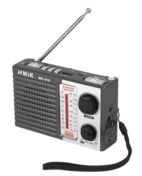 HMIK φορητό ραδιόφωνο & ηχείο MK-918 με φακό, USB/TF/AUX, γκρι -κωδικός LXMK918S