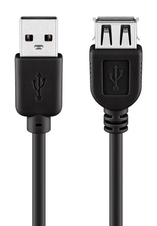 GOOBAY καλώδιο USB 2.0 σε USB (F) 93601, copper, 5m, μαύρο -κωδικός 93601