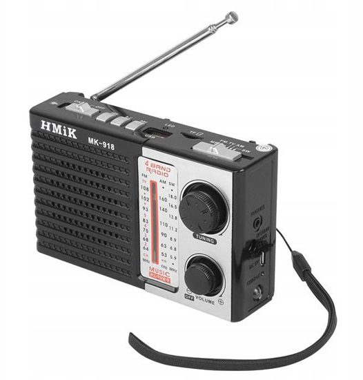 HMIK φορητό ραδιόφωνο & ηχείο MK-918 με φακό, USB/TF/AUX, μαύρο -κωδικός LXMK918C