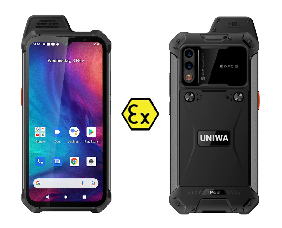 UNIWA smartphone W888, 6.3", 4/64GB, ηχείο 2W, Atex Zone 2, IP68, μαύρο -κωδικός W888