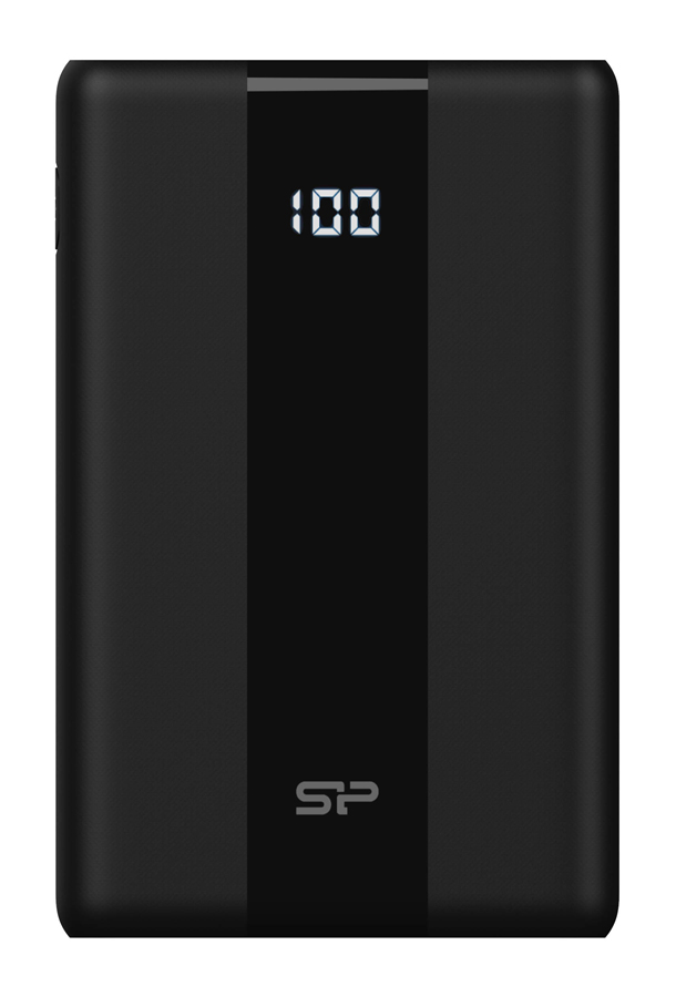 SILICON POWER power bank QP55, 10000mAh, USB & USB-C, 22.5W, LCD, μαύρο -κωδικός SP10KMAPBKQP550K