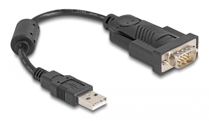 DELOCK καλώδιο USB σε RS-232 61549, 921.6Kbps, 0.25m, μαύρο -κωδικός 61549