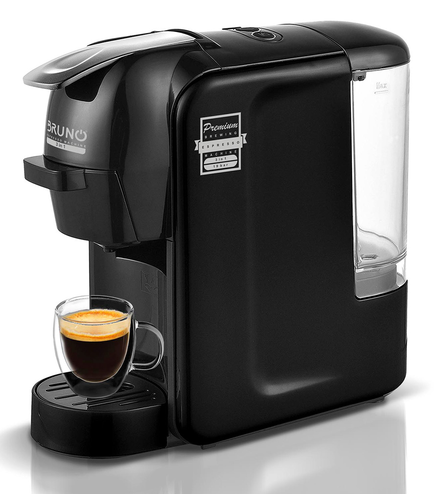 BRUNO καφετιέρα espresso 3 σε 1 BRN-0124, 1450W, 19 bar, μαύρη -κωδικός BRN-0124