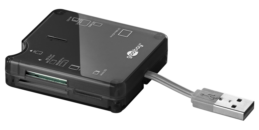 GOOBAY card reader 95674 για micro SD/SD/M2/CF/XD/MS, 480 Mbps, μαύρο -κωδικός 95674