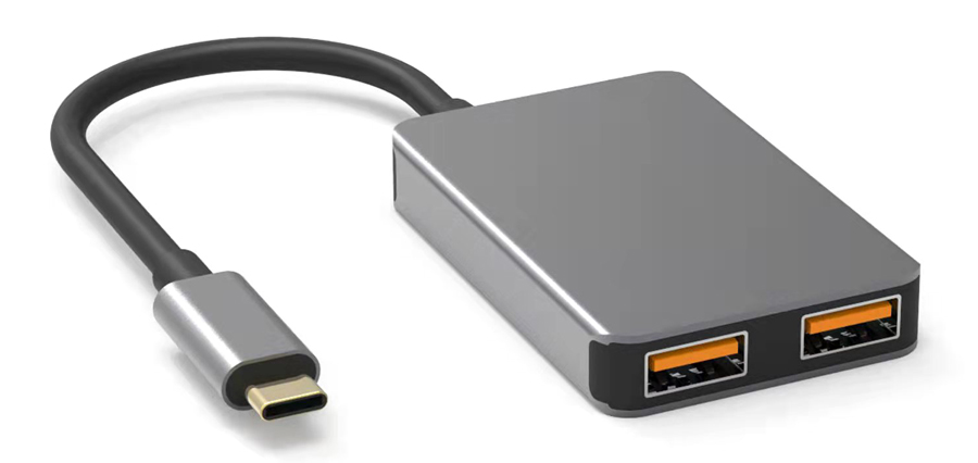 POWERTECH USB hub PTH-102, 4x θυρών, 10Gbps, USB-C σύνδεση, γκρι -κωδικός PTH-102