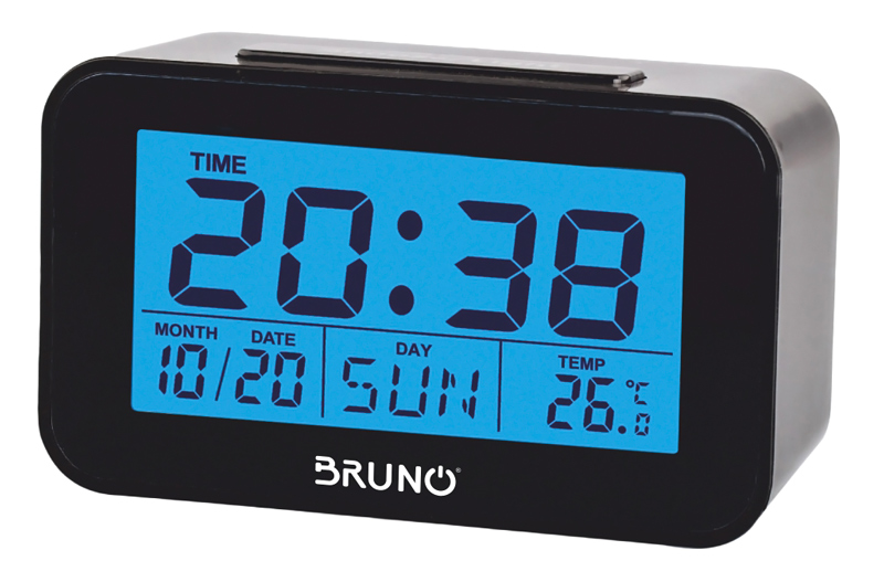 BRUNO ξυπνητήρι BRN-0130 με μέτρηση θερμοκρασίας, °C & °F, μαύρο -κωδικός BRN-0130