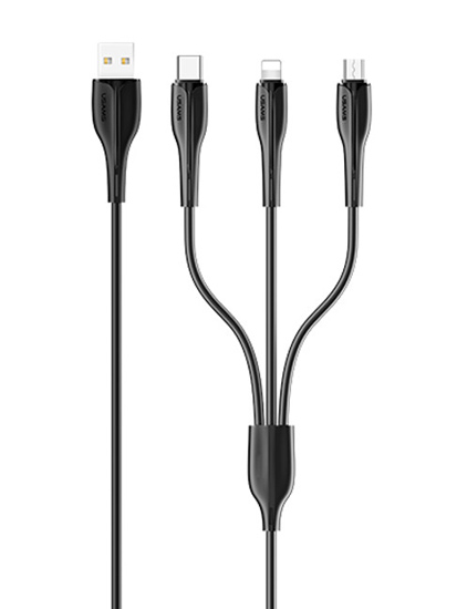 USAMS καλώδιο USB σε USB-C/Lightning/Micro USB US-SJ374, 10W, 1m, μαύρο -κωδικός SJ374USB01