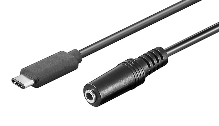 POWERTECH καλώδιο USB-C σε 3.5mm CAB-UC059 αρσενικό σε θηλυκό, 1m, μαύρο -κωδικός CAB-UC059