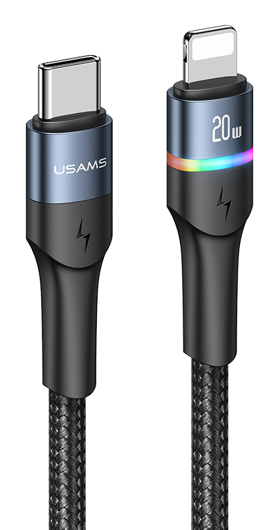 USAMS καλώδιο Lightning σε USB Type-C US-SJ538, 20W, PD, 1.2m, μαύρο -κωδικός SJ538USB01