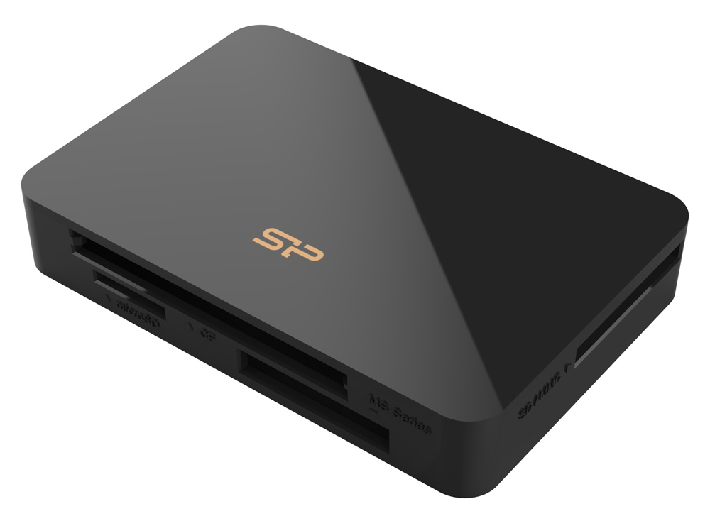 SILICON POWER card reader U3 για SD/microSD/MMC/CF/MS, USB 3.2, μαύρο -κωδικός SPU3A05REDEL6L0K