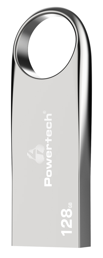 POWERTECH USB Flash Drive PT-1121, 128GB, USB 2.0, ασημί -κωδικός PT-1121