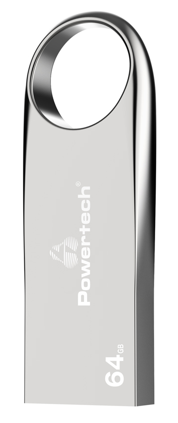 POWERTECH USB Flash Drive PT-1122, 64GB, USB 2.0, ασημί -κωδικός PT-1122