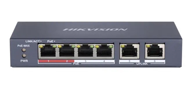 HIKVISION Unmanaged Switch DS-3E0106P-E/M, 4x PoE ports, 35W, 100Mbps -κωδικός DS-3E0106P-E-M
