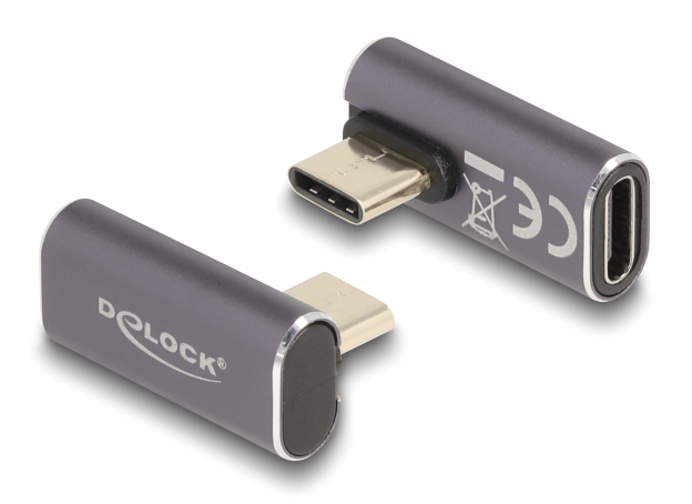DELOCK αντάπτορας USB-C 60048, αρσενικό σε θηλυκό, 100W, 40Gbps, γκρι -κωδικός 60048