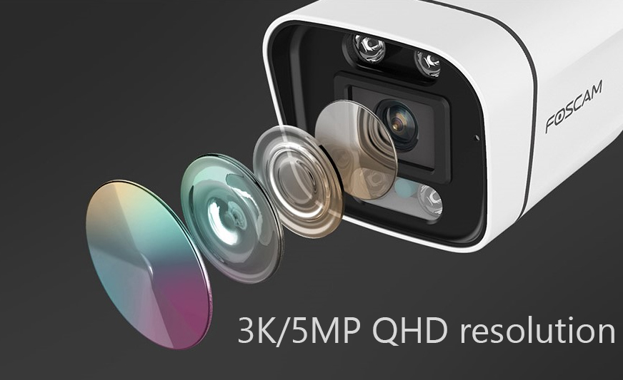 FOSCAM smart IP κάμερα V5P, 5MP 3K, 6x zoom, WiFi, IP66, Onvif, μαύρη