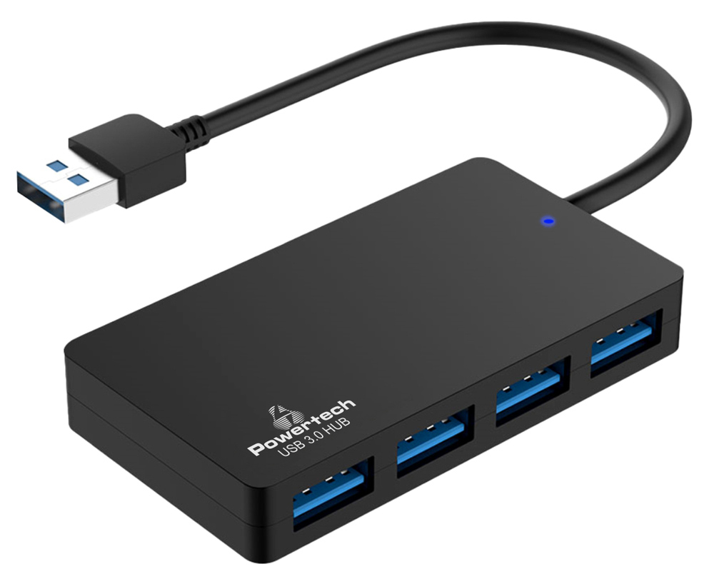 POWERTECH USB hub PT-1145, 4x θυρών, 5Gbps, USB σύνδεση, μαύρο -κωδικός PT-1145