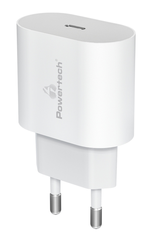 POWERTECH φορτιστής τοίχου PT-1150, USB-C, 12W, λευκός -κωδικός PT-1150